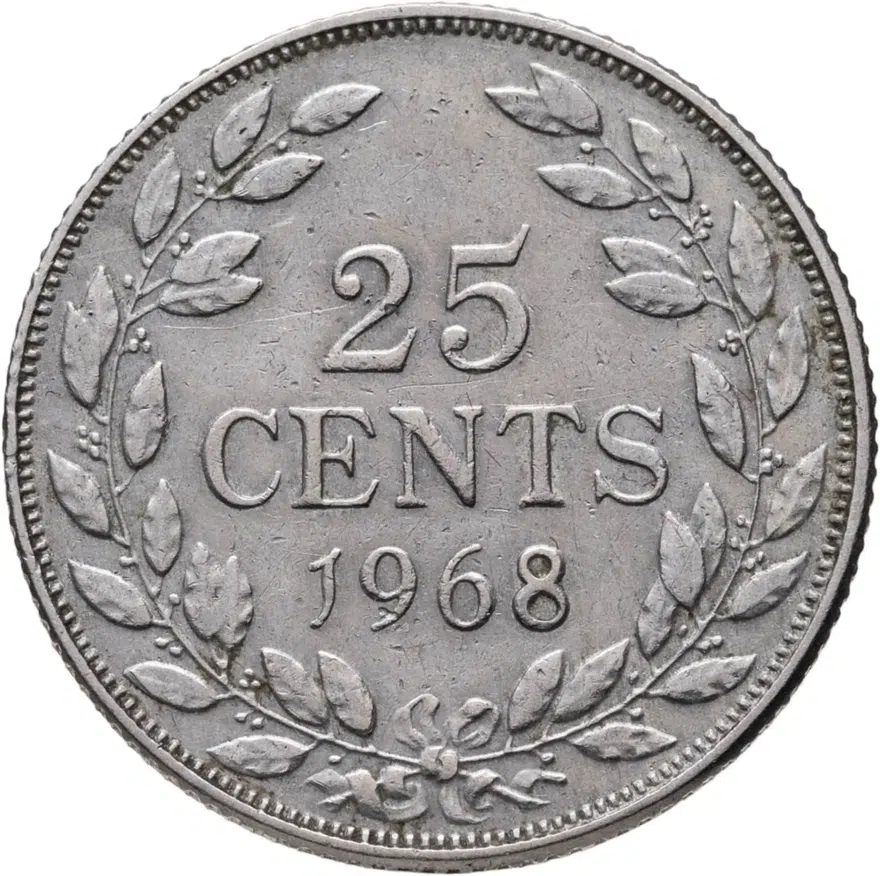 Либерия 25 центов (cents) 1968