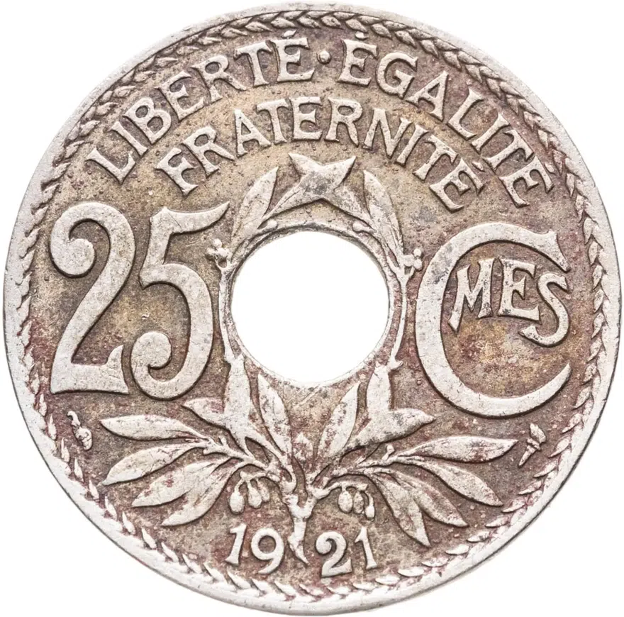 Франция 25 сантимов (centimes) 1921, реверс
