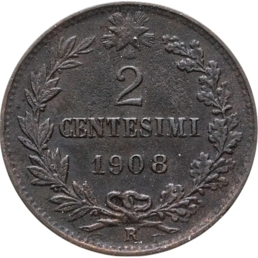 Италия 2 чентезимо (centesimi) 1908