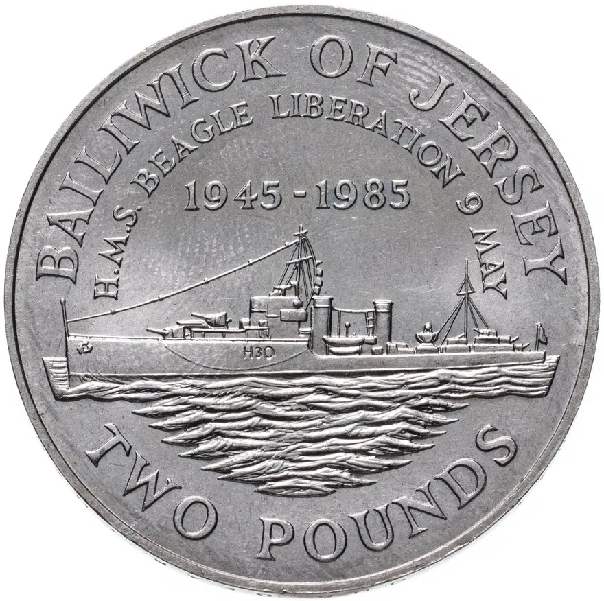 Джерси 2 фунта (pounds) 1985  40 лет освобождению