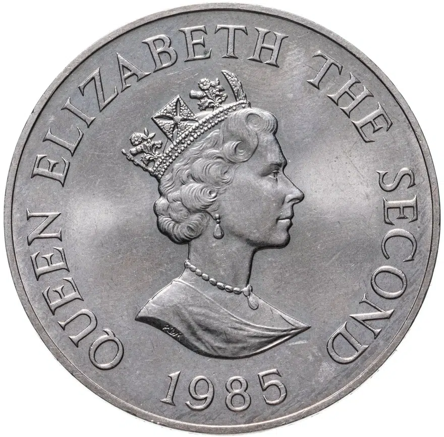 Джерси 2 фунта (pounds) 1985  40 лет освобождению, реверс