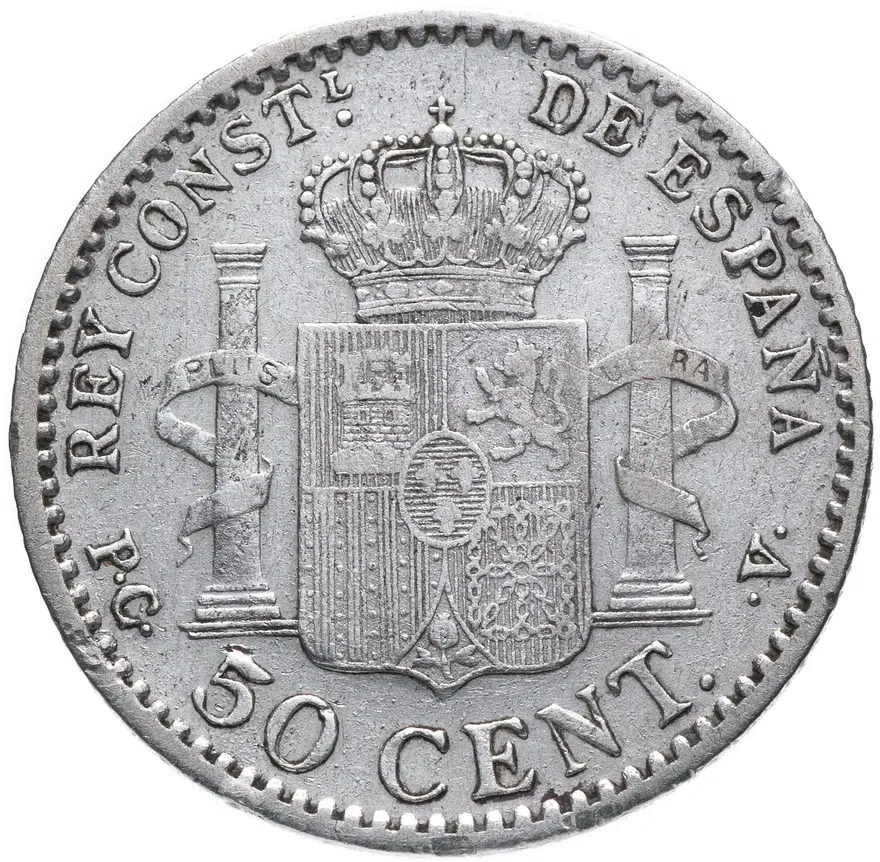Испания 50 сентимо 1910, реверс
