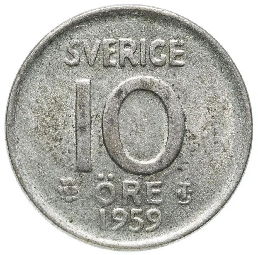 Швеция 10 эре (ore) 1959, аверс