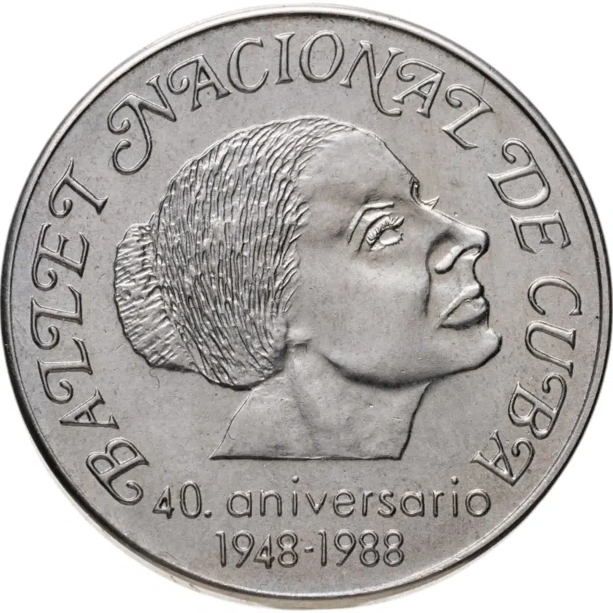 Куба 1 песо (peso) 1988  40 лет Кубинскому национальному балету, аверс