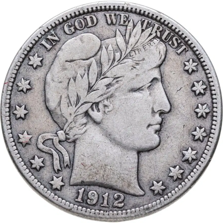 США 50 центов (1/2 доллара, half dollar) 1912 D 50 центов Барбера знак монетного двора: "D" - Денвер
