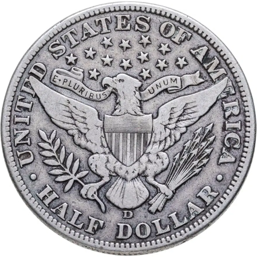 США 50 центов (1/2 доллара, half dollar) 1912 D 50 центов Барбера знак монетного двора: "D" - Денвер, реверс