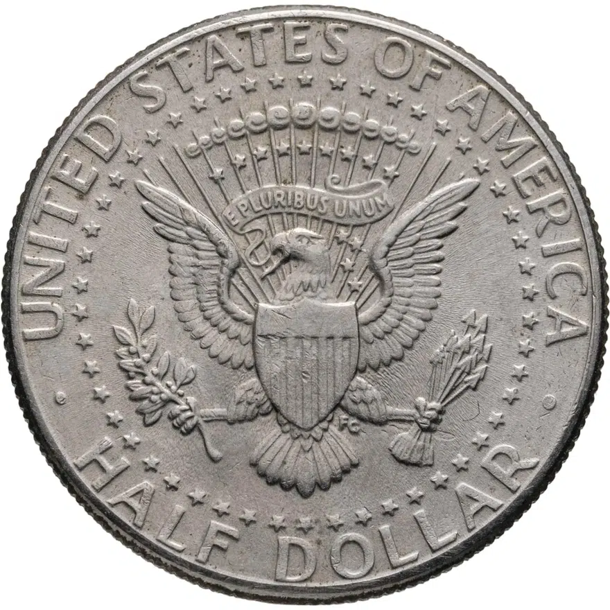США 50 центов (1/2 доллара, half dollar) 1992 Р Kennedy Half Dollar (Кеннеди) знак монетного двора "Р" - Филадельфия, реверс