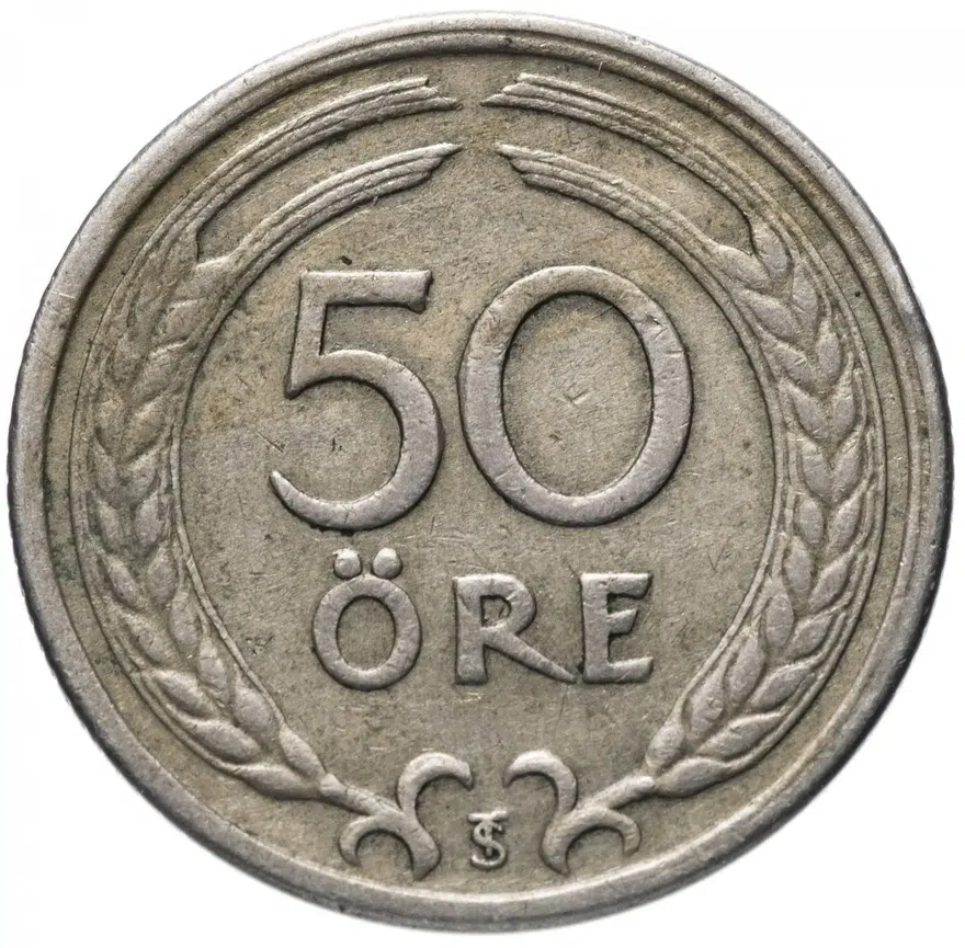 Швеция 50 эре (ore) 1946   Никелевая бронза, реверс