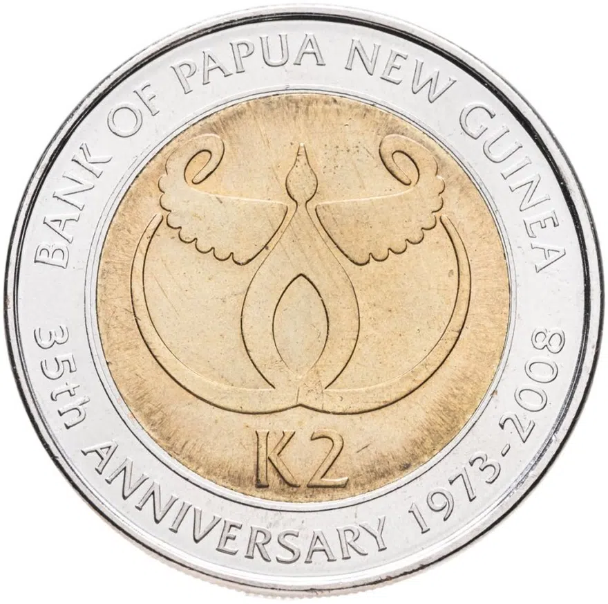 Папуа - Новая Гвинея 2 кина (kina) 2008  35 лет Банку Папуа Новой Гвинеи, аверс