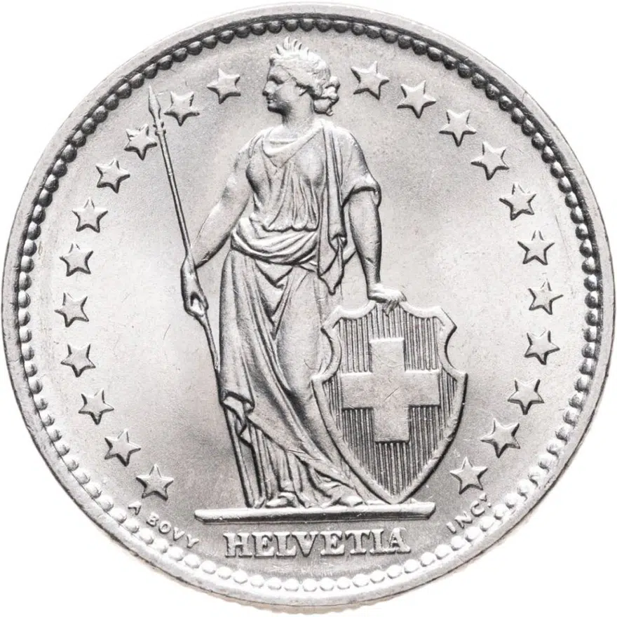 Швейцария 2 франка (francs) 1969, реверс