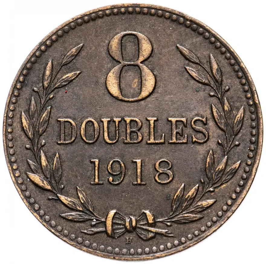 Гернси 8 дублей (doubles) 1918, реверс