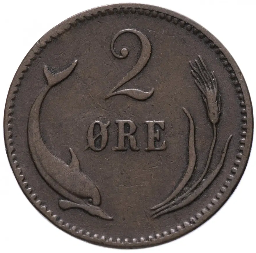 Дания 2 эре (ore) 1887, реверс
