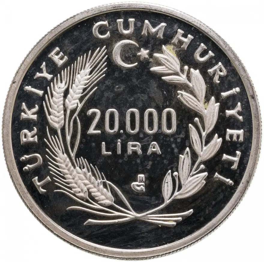 Турция 20000 лир (lira) 1990  Чемпионат мира по футболу 1990, реверс