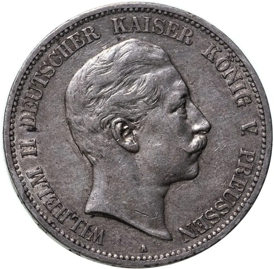 Германия (Империя) 5 марок (mark) 1907, аверс