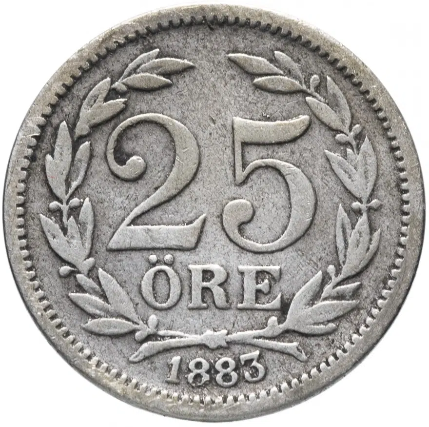 Швеция 25 эре (ore) 1883