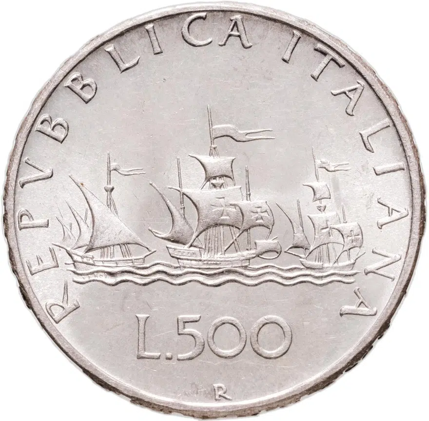Италия 500 лир 1966, реверс