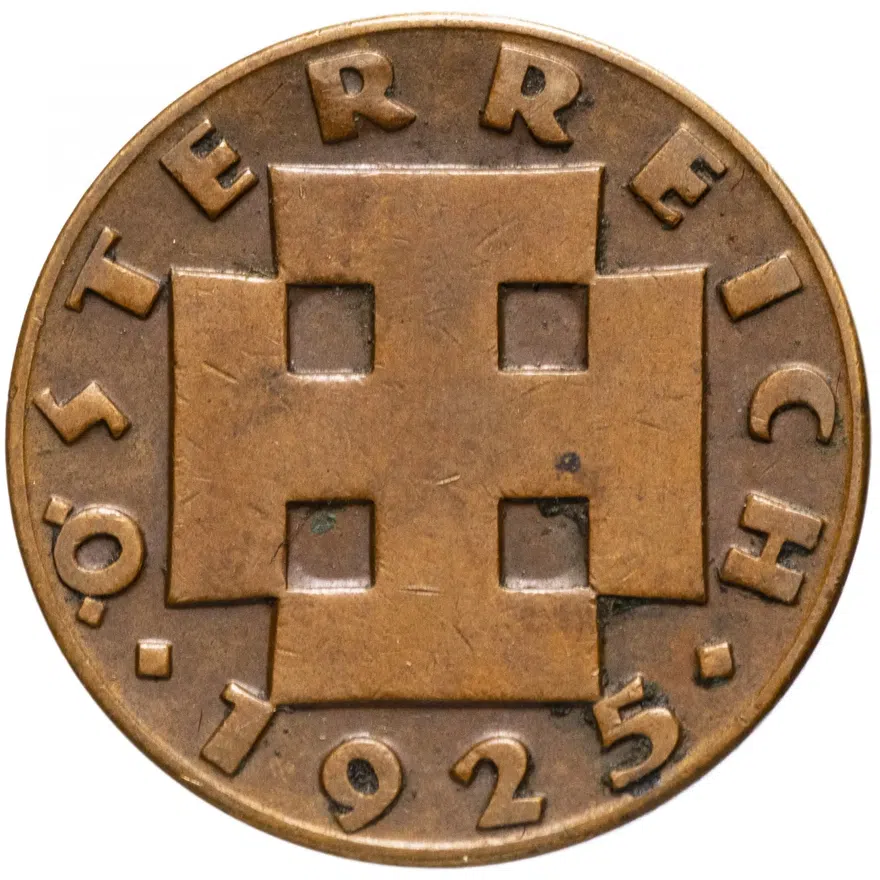 Австрия 2 гроша (groschen) 1925, реверс