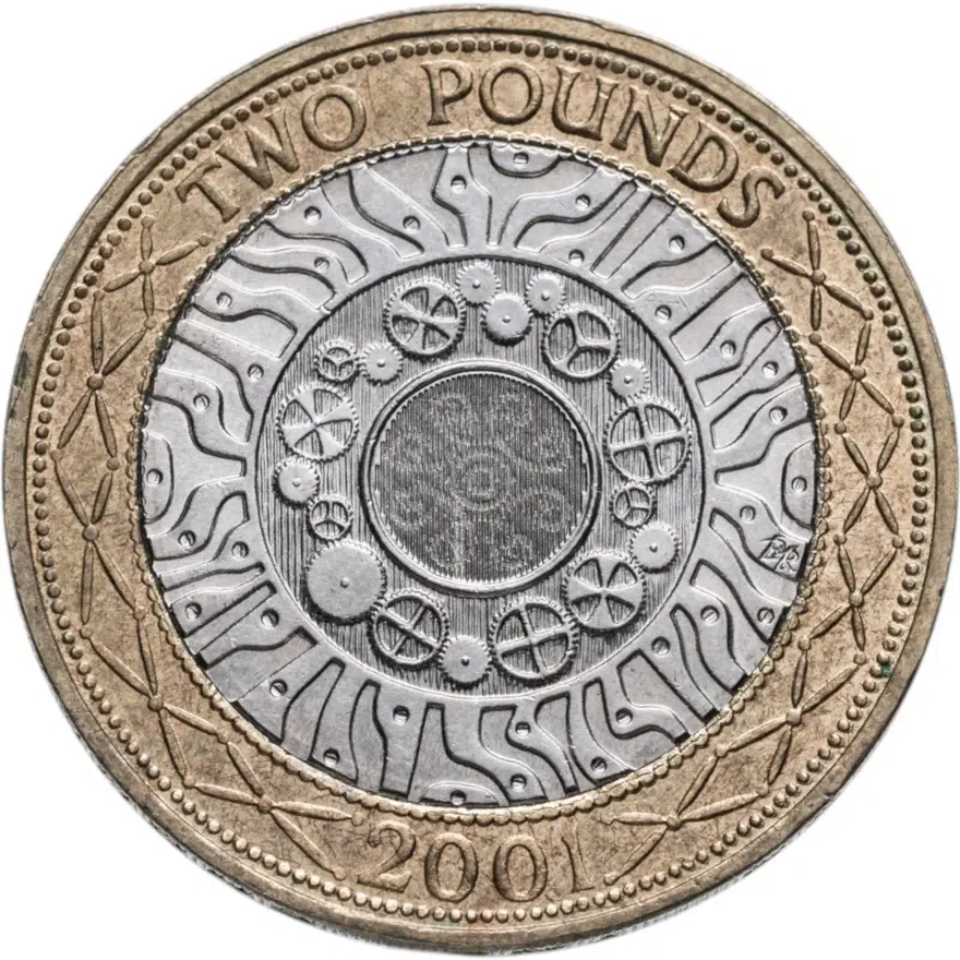 Великобритания 2 фунта (pounds) 2001, реверс