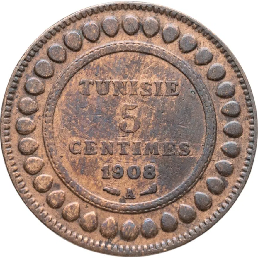 Тунис 5 сантимов (centimes) 1908