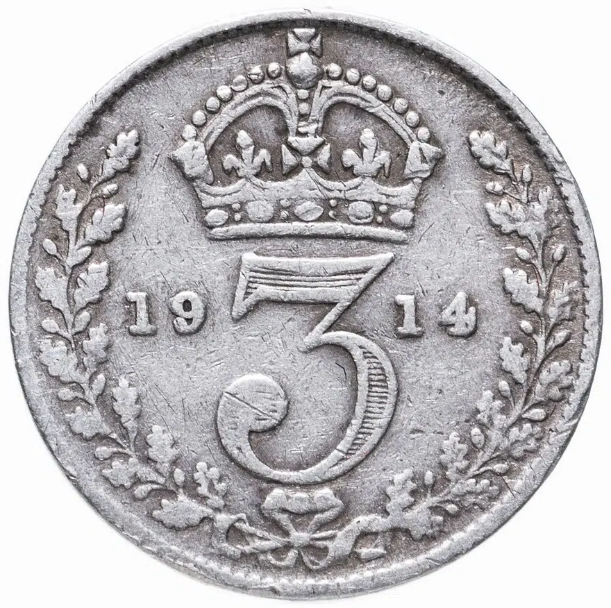 Великобритания 3 пенса (pence) 1914, аверс