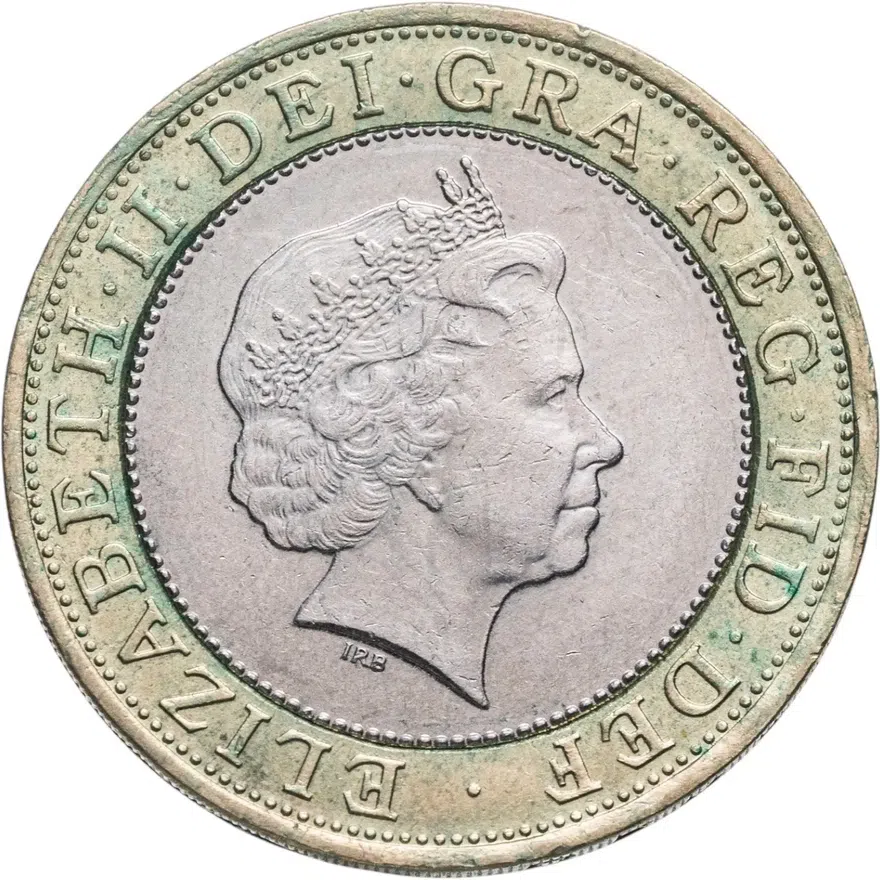 Великобритания 2 фунта (pounds) 2003 50 лет открытию структуры ДНК, реверс
