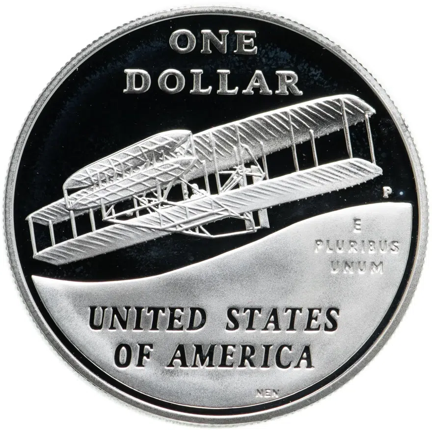 США 1 доллар (dollar) 2003 "100 лет первому полету братьев Райт", реверс