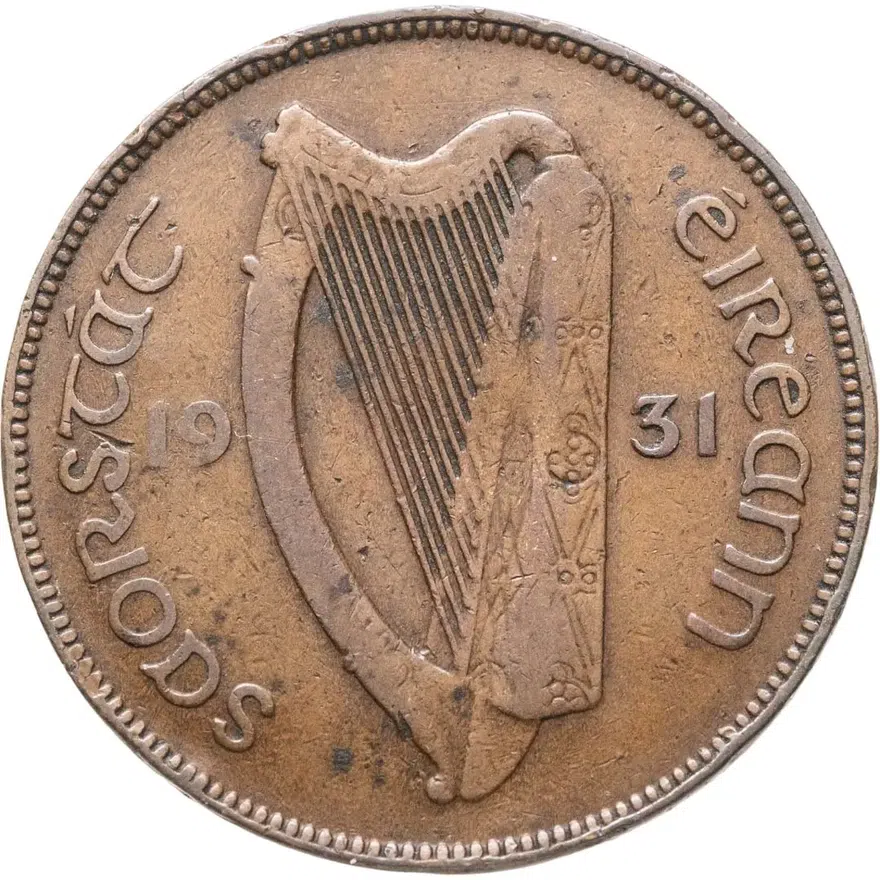 Ирландия 1 пенни (penny) 1931, реверс