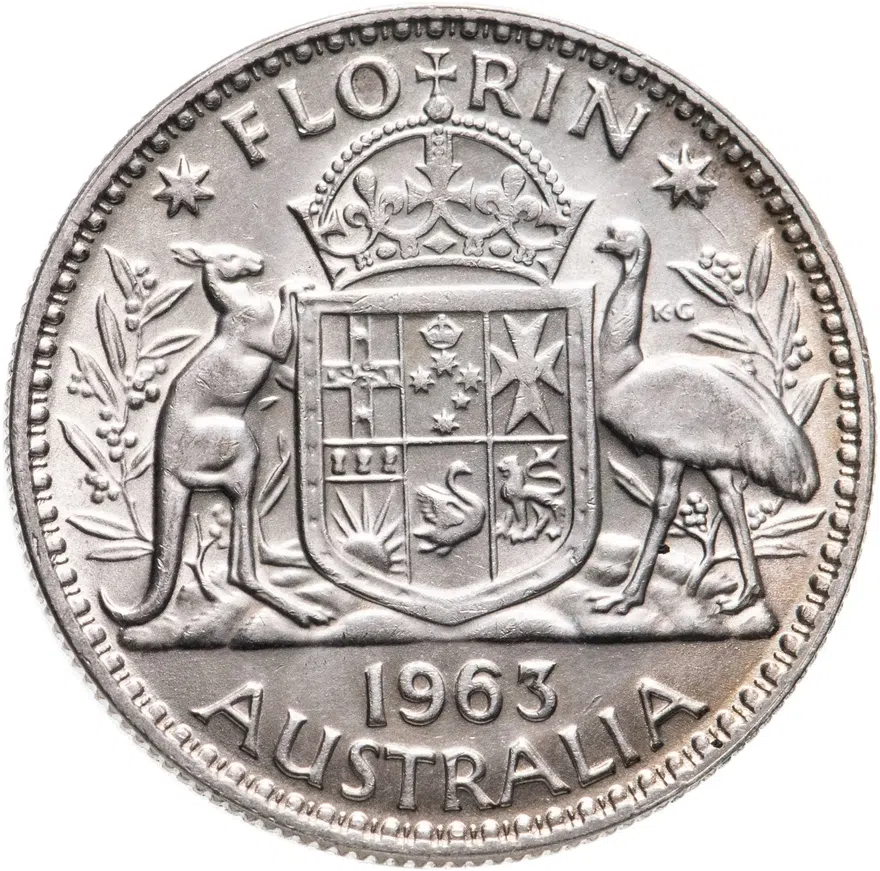 Австралия 2 шиллинга (флорин, shillings) 1963, аверс
