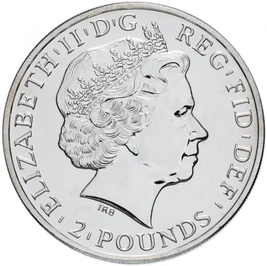 Великобритания 2 фунта (pounds) 2014 "Британия", реверс