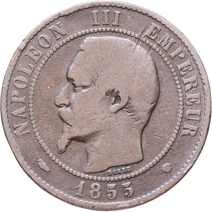 Франция 10 сантимов (centimes) 1855 MA