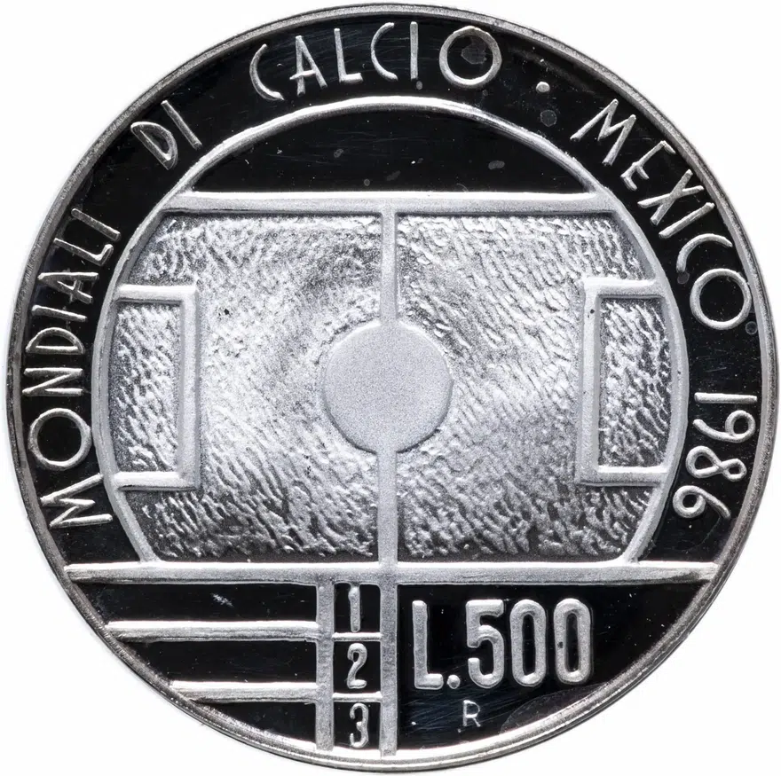 Сан-Марино 500 лир (lire) 1986 "Чемпионат мира по футболу 1986", реверс