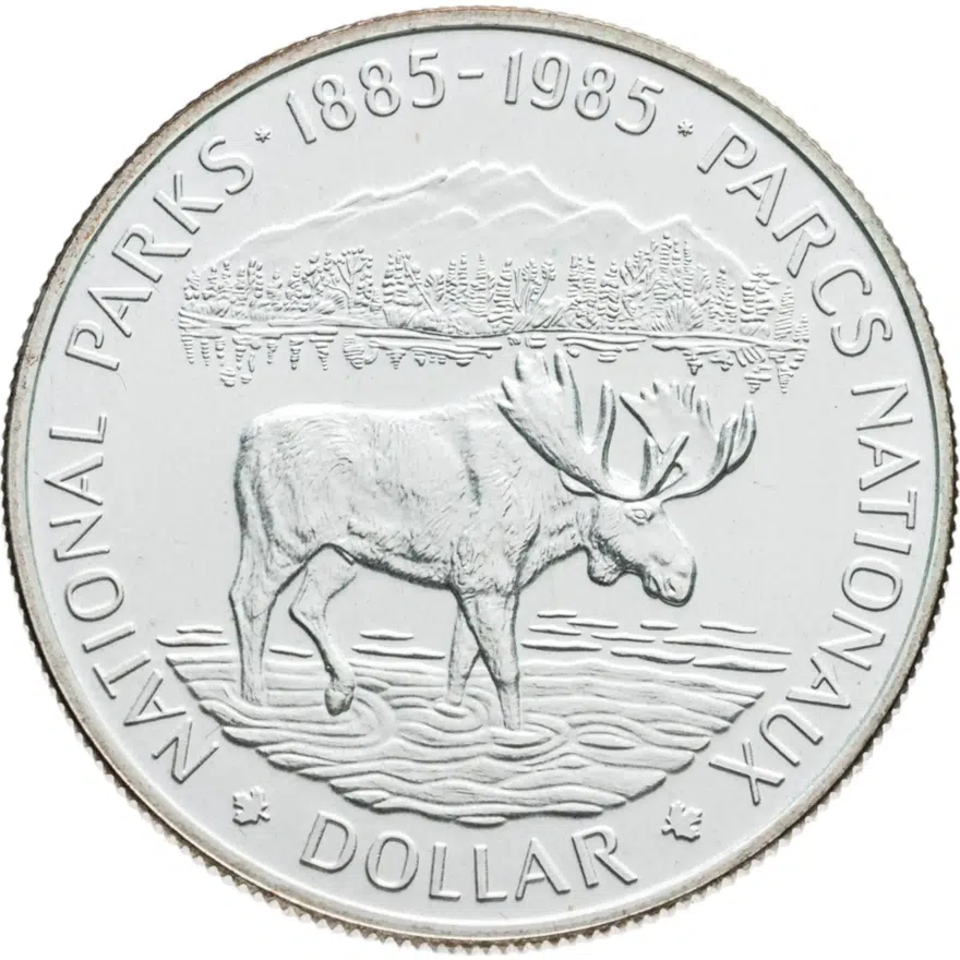 Канада 1 доллар (dollar) 1985  100 лет Национальным паркам, аверс