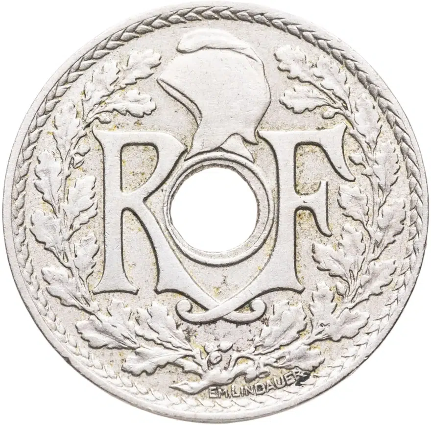 Франция 25 сантимов (centimes) 1920, реверс