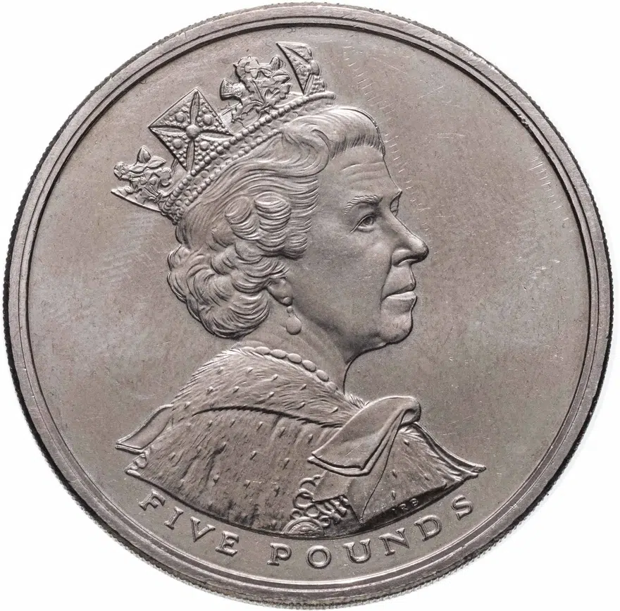 Великобритания 5 фунтов (pounds) 2002  50 лет вступления на престол королевы Елизаветы II (золотой юбилей) медно-никелевый сплав, реверс