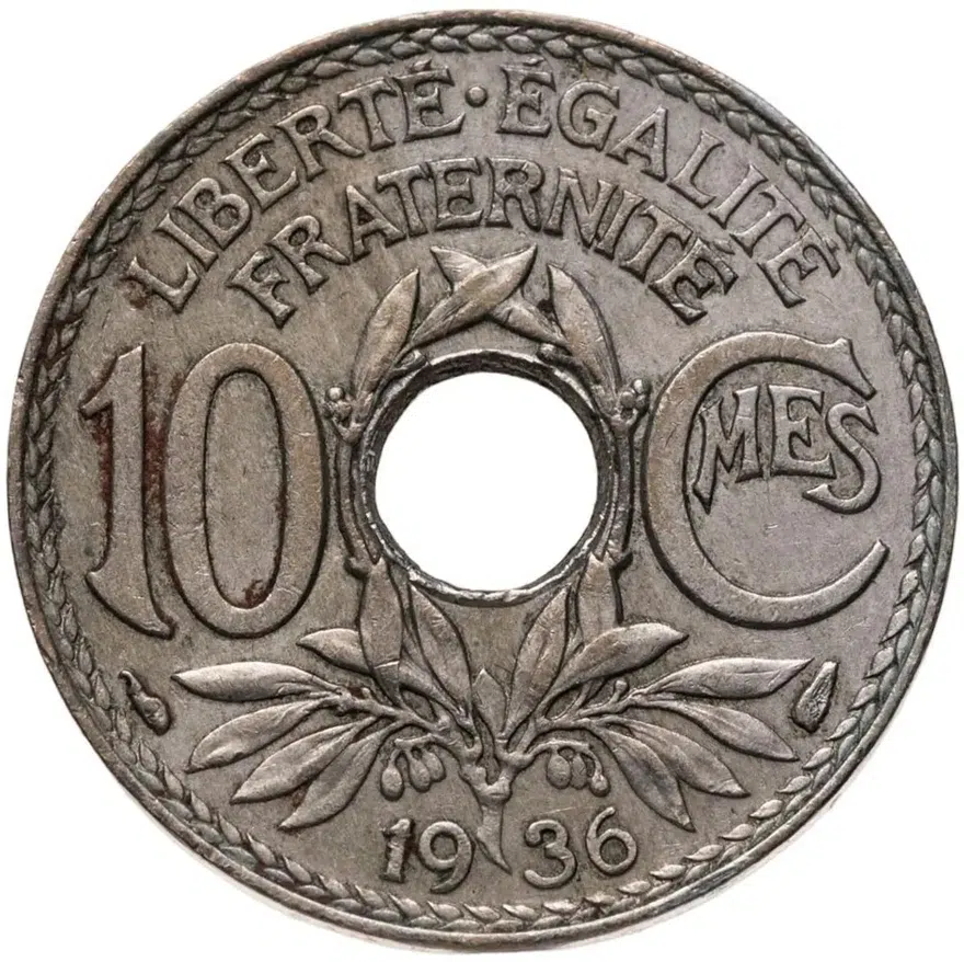 Франция 10 сантимов (centimes) 1936, аверс
