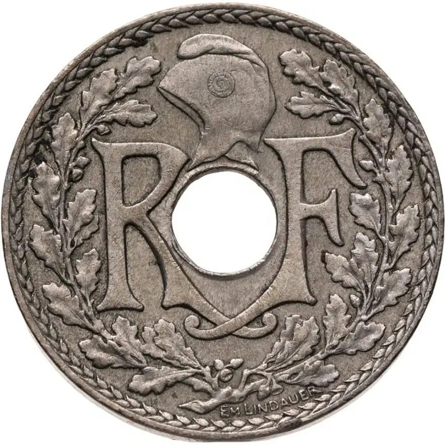 Франция 10 сантимов (centimes) 1936, реверс