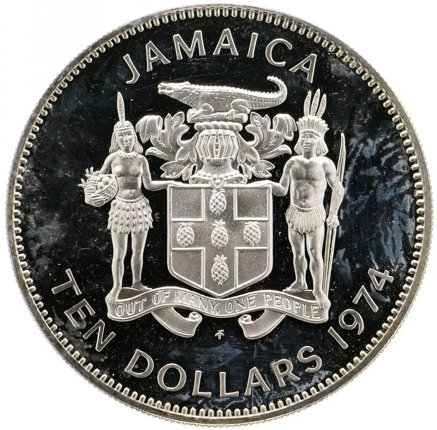 Ямайка 10 долларов (dollars) 1974 "Сэр Генри Морган", реверс