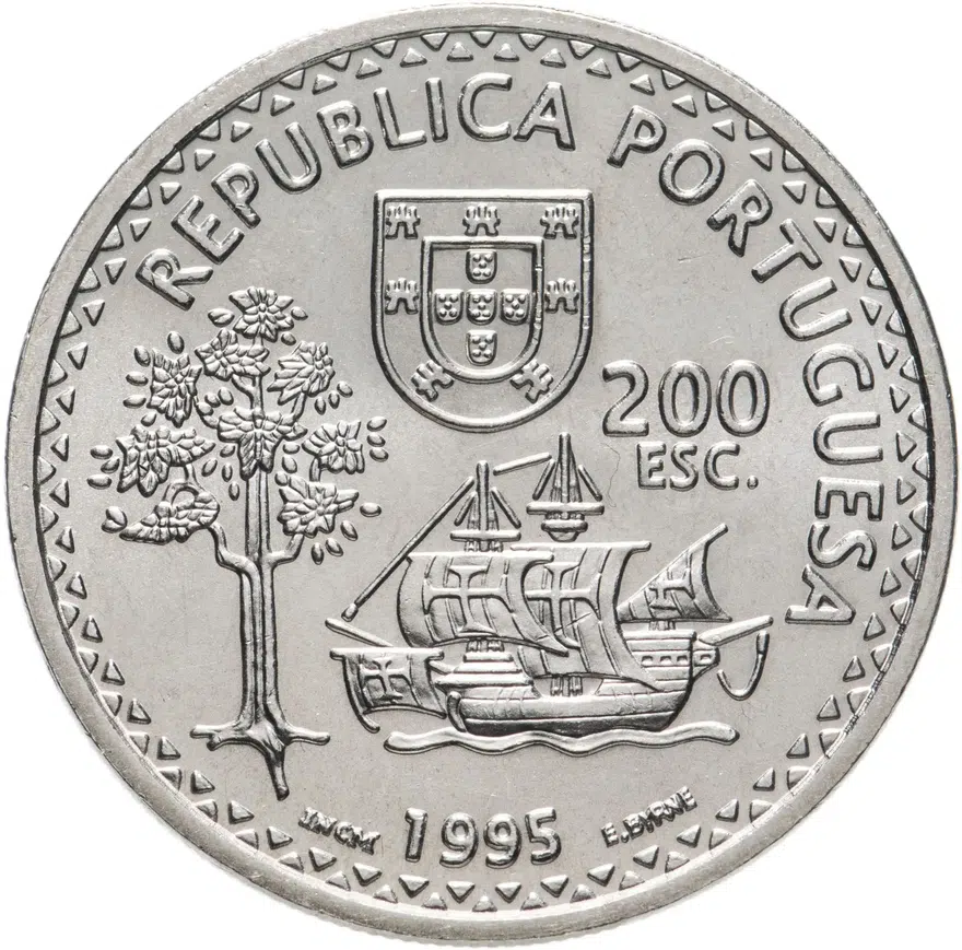 Португалия 200 эскудо (escudos) 1995  480 лет островам Солор и Тимор, реверс