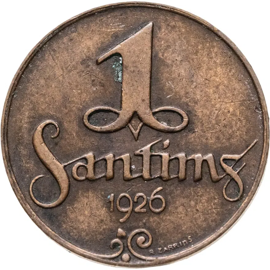 1 сантим (centime) 1926     Латвия