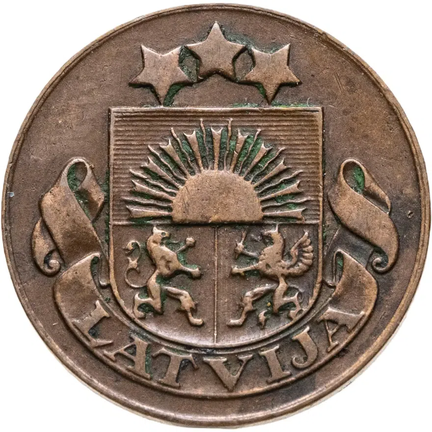 1 сантим (centime) 1926     Латвия, реверс