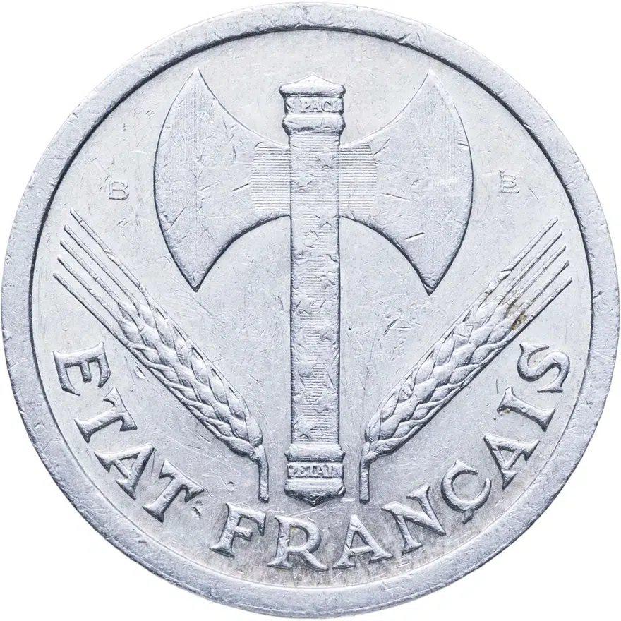 2 франка (francs) 1944 "B", реверс