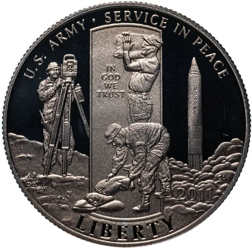 США 50 центов (1/2 доллара, half dollar) 2011 S Армия США знак монетного двора: "S" - Сан-Франциско, реверс