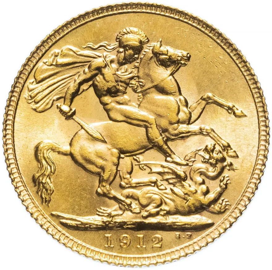 Великобритания 1 фунт стерлингов (соверен, sovereign) 1912, реверс