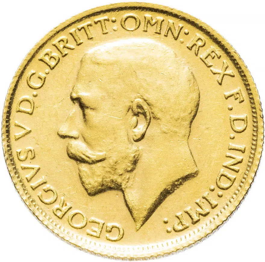 Великобритания 1 фунт стерлингов (соверен, sovereign) 1913, реверс