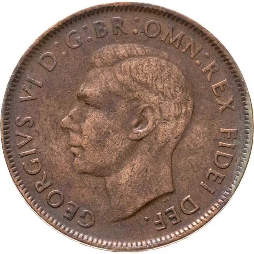 Австралия 1 пенни (penny) 1950   точка после "PENNY", реверс