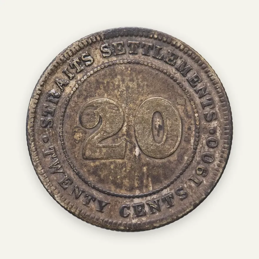 Стрейтс Сетлментс 20 центов (cents) 1900   Без отметки монетного двора, реверс