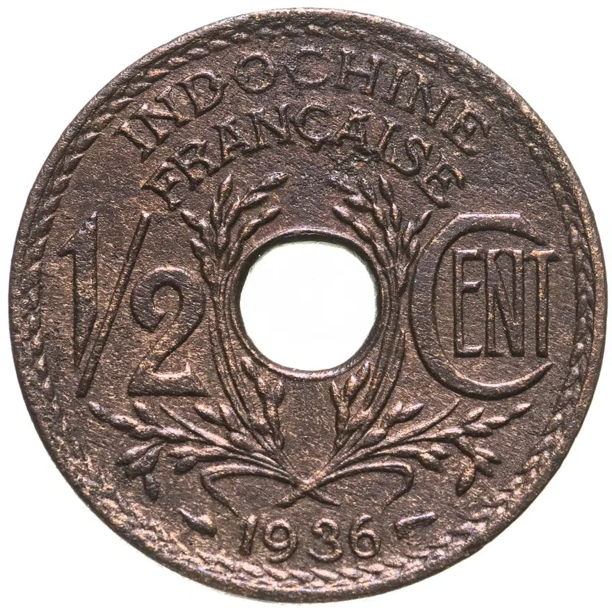 Французский Индокитай 1/2 сантима (centime) 1936