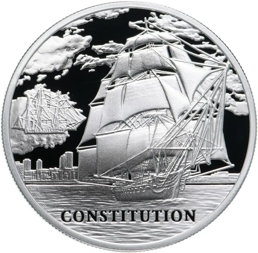 Беларусь 20 рублей 2010 "Парусные корабли - Конститьюшн (Constitution)", реверс