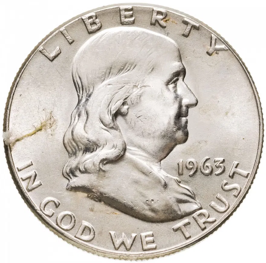 США 50 центов (1/2 доллара, half dollar) 1963 Франклин