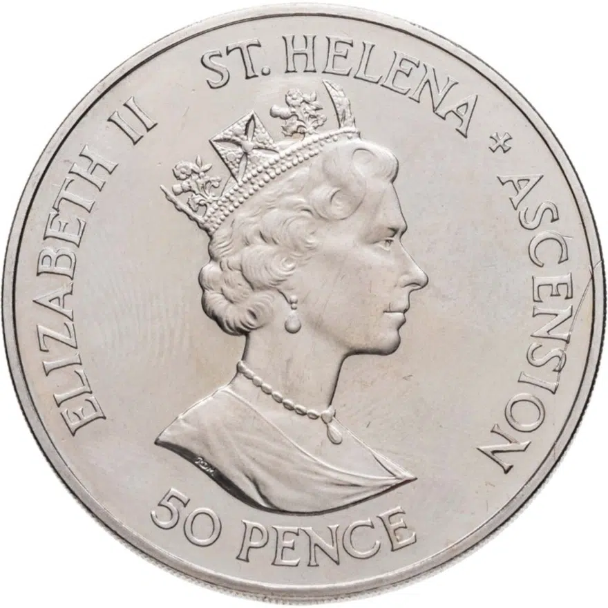 Острова Святой Елены и Вознесения 50 пенсов (pence) 1994 50 лет высадке в Нормандии 6 июня